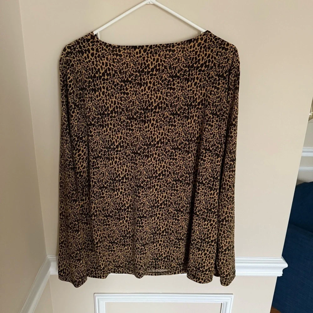 Y2K Apt. 9 Size XL Cowl Neck Long Sleeve Leopard Print Going Out Top Glamour - Picture 3 of 8